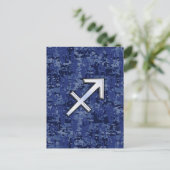 Sagittarius Zodiac Symbol NavyDigital Camouflage Briefkaart (Staand voorkant)