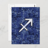 Sagittarius Zodiac Symbol NavyDigital Camouflage Briefkaart (Voorkant / Achterkant)