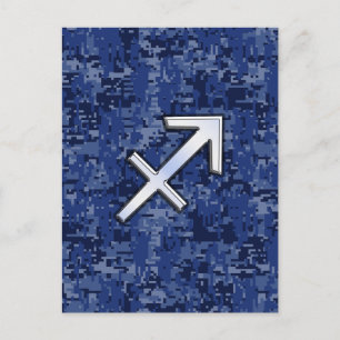 Sagittarius Zodiac Symbol NavyDigital Camouflage Briefkaart