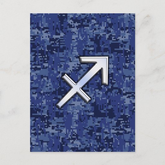 Sagittarius Zodiac Symbol NavyDigital Camouflage Briefkaart (Voorkant)