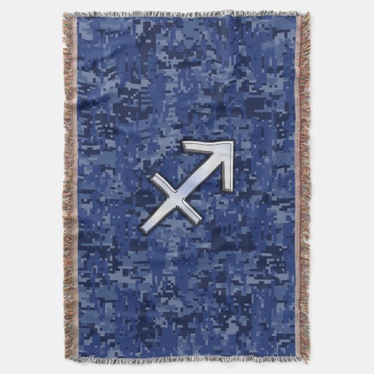 Sagittarius Zodiac Symbol NavyDigital Camouflage Deken (Voorkant Verticaal)