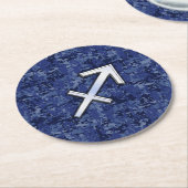 Sagittarius Zodiac Symbol NavyDigital Camouflage Ronde Kartonnen Onderzetter (Gebogen)
