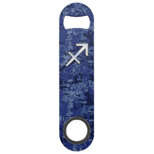 Sagittarius Zodiac Symbol NavyDigital Camouflage Speed Flessenopener