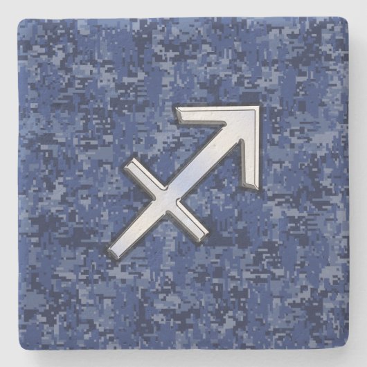 Sagittarius Zodiac Symbol NavyDigital Camouflage Stenen Onderzetter (Voorkant)