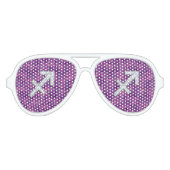 Sagittarius Zodiac Symbol on Fuchsia Digital Camo Aviator Zonnebril (Voorkant)