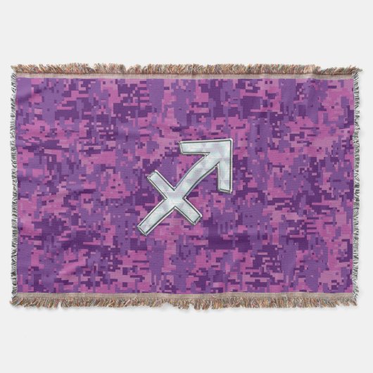 Sagittarius Zodiac Symbol on Fuchsia Digital Camo Deken (Voorkant)