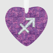 Sagittarius Zodiac Symbol on Fuchsia Digital Camo Ornament (voorkant)
