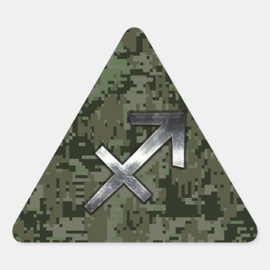 Sagittarius Zodiac Symbol on Green Digital Camo Sticker (Voorkant)