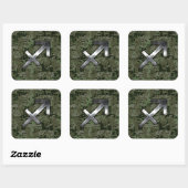 Sagittarius Zodiac Symbol on Green Digital Camo Vierkante Sticker (Vel)