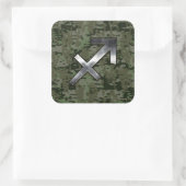 Sagittarius Zodiac Symbol on Green Digital Camo Vierkante Sticker (Tas)