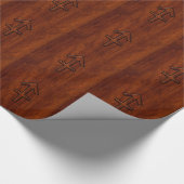 Sagittarius Zodiac Symbol op Mahogany Wood Decor Cadeaupapier (Hoek)
