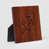 Sagittarius Zodiac Symbol op Mahogany Wood Decor Fotoplaat (Voorkant)