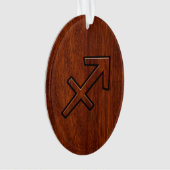 Sagittarius Zodiac Symbol op Mahogany Wood Decor Ornament (voorkant)