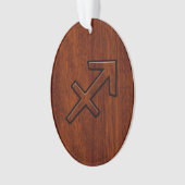 Sagittarius Zodiac Symbol op Mahogany Wood Decor Ornament (voorkant)