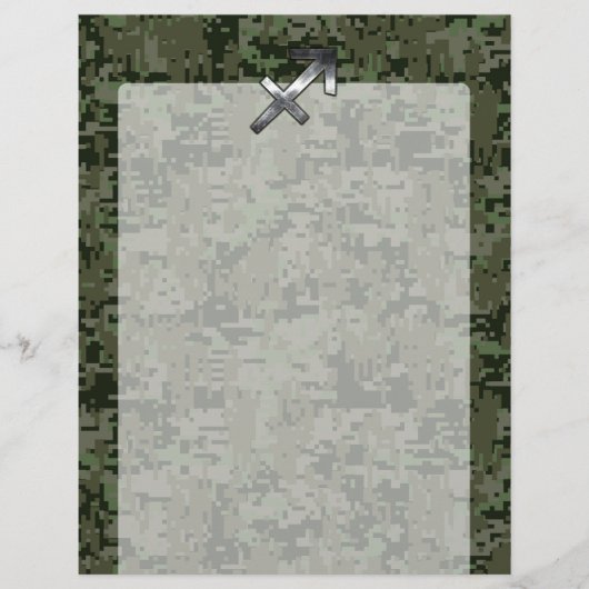 Sagittarius Zodiac Symbol op Woodland Digital Camo (Voorkant)