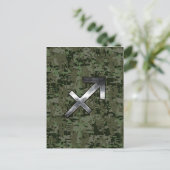 Sagittarius Zodiac Symbol op Woodland Digital Camo Briefkaart (Staand voorkant)