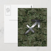 Sagittarius Zodiac Symbol op Woodland Digital Camo Briefkaart (Voorkant / Achterkant)