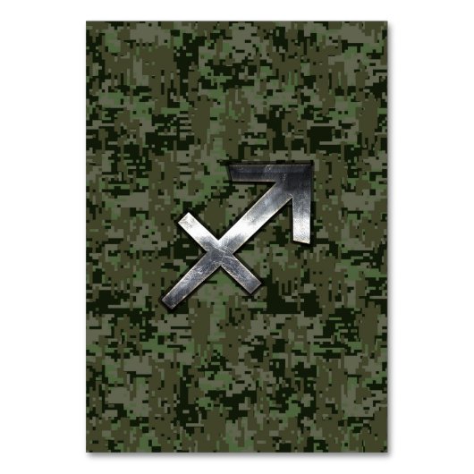 Sagittarius Zodiac Symbol op Woodland Digital Camo Kaart (Voorkant)