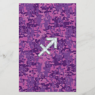 Sagittarius Zodiac Symbol Pink Digital Camouflage Briefpapier