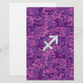 Sagittarius Zodiac Symbol Pink Digital Camouflage Briefpapier (Voorkant / Achterkant)