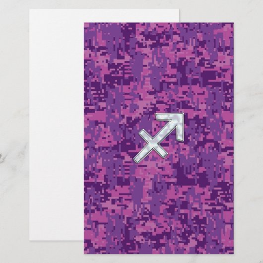 Sagittarius Zodiac Symbol Pink Digital Camouflage Briefpapier (Voorkant / Achterkant)
