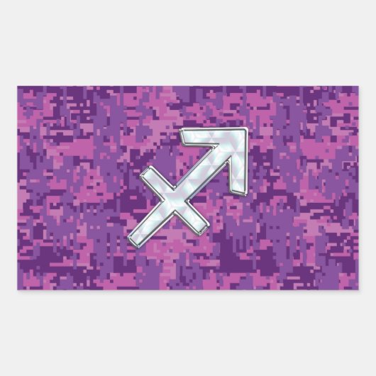 Sagittarius Zodiac Symbol Pink Digital Camouflage Rechthoekige Sticker (Voorkant)