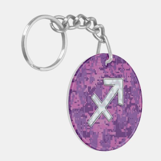 Sagittarius Zodiac Symbol Pink Digital Camouflage Sleutelhanger (Voorkant Links)
