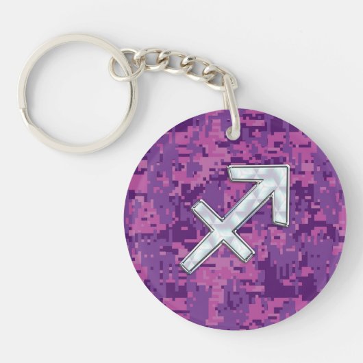 Sagittarius Zodiac Symbol Pink Digital Camouflage Sleutelhanger (Voorkant)