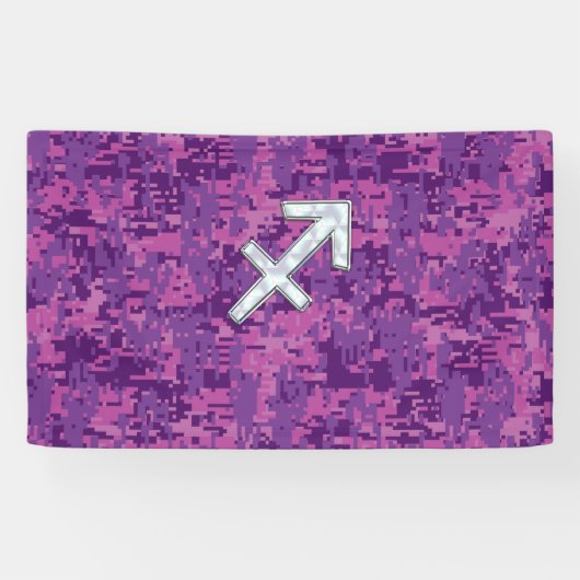 Sagittarius Zodiac Symbol Pink Digital Camouflage Spandoek (Horizontaal)