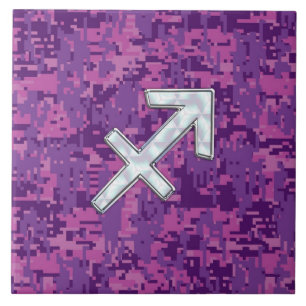 Sagittarius Zodiac Symbol Pink Digital Camouflage Tegeltje