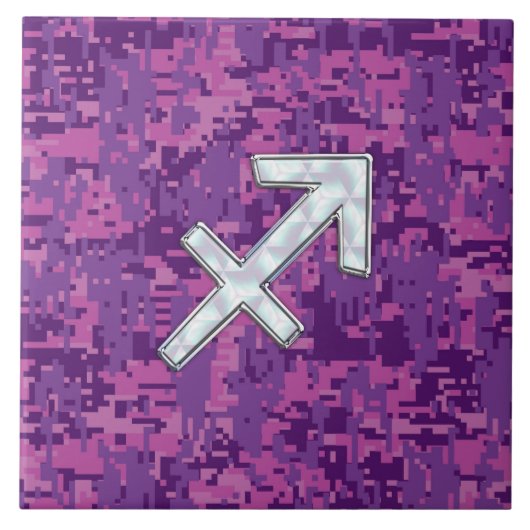 Sagittarius Zodiac Symbol Pink Digital Camouflage Tegeltje (Voorkant)