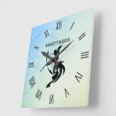 Sagittarius Zodiac Symbool Blue Green Numerals Vierkante Klok (Hoek)