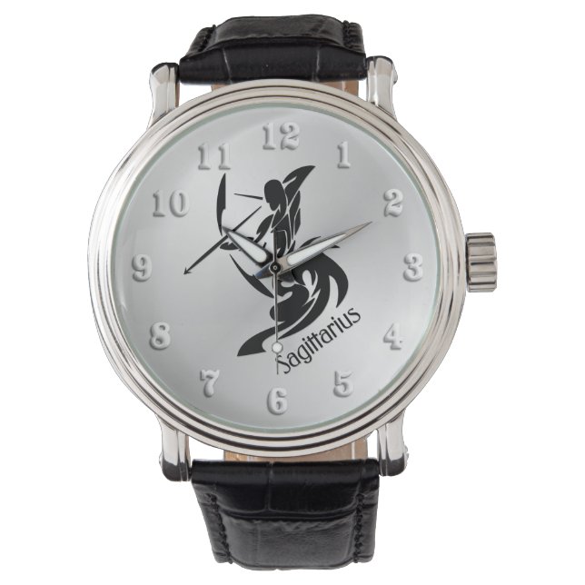 Sagittarius Zodiac Symbool en Sign Horloge (Voorkant)