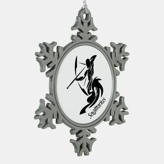 Sagittarius Zodiac Symbool en Sign Tin Sneeuwvlok Ornament (Links)