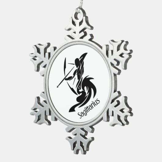 Sagittarius Zodiac Symbool en Sign Tin Sneeuwvlok Ornament (Rechts)