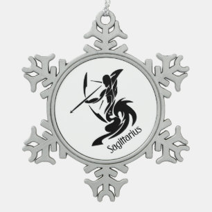 Sagittarius Zodiac Symbool en Sign Tin Sneeuwvlok Ornament