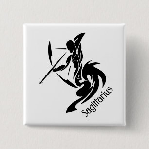 Sagittarius Zodiac Symbool en Sign Vierkante Button 5,1 Cm