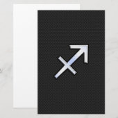 Sagittarius Zodiac Symbool op zwarte slangenhuid Briefpapier (Voorkant / Achterkant)