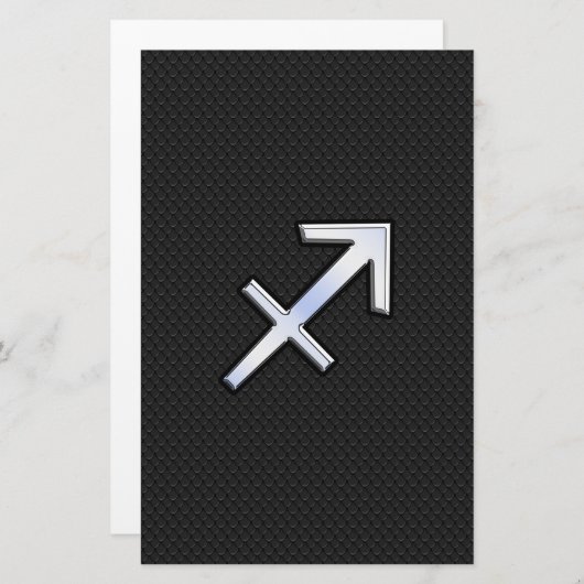 Sagittarius Zodiac Symbool op zwarte slangenhuid Briefpapier (Voorkant / Achterkant)