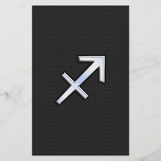 Sagittarius Zodiac Symbool op zwarte slangenhuid Briefpapier (Voorkant)