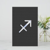 Sagittarius Zodiac Symbool op zwarte slangenhuid Briefpapier (Staand voorkant)