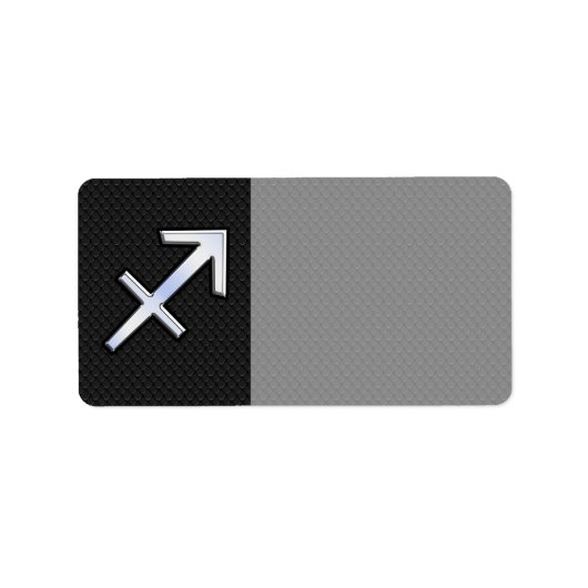 Sagittarius Zodiac Symbool op zwarte slangenhuid Etiket (Voorkant)