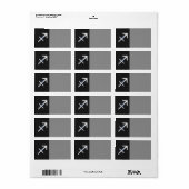 Sagittarius Zodiac Symbool op zwarte slangenhuid Etiket (Full Sheet)