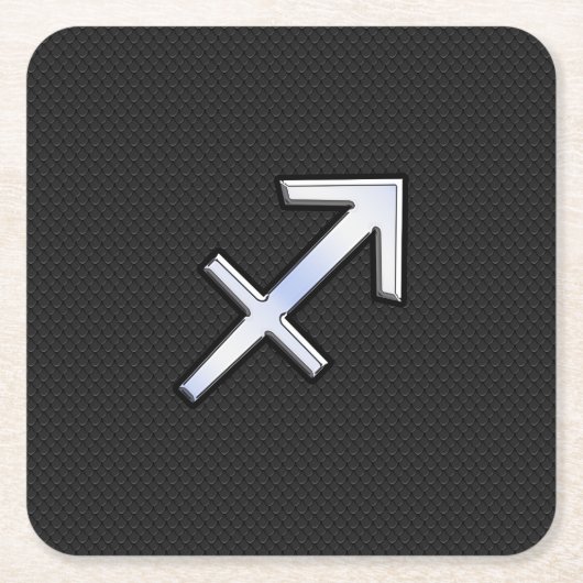 Sagittarius Zodiac Symbool op zwarte slangenhuid Kartonnen Onderzetters (Voorkant)