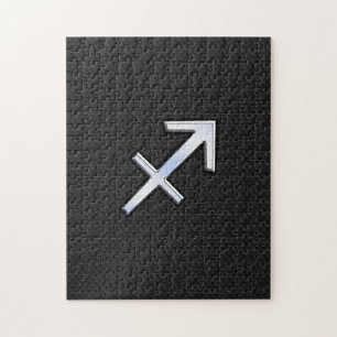 Sagittarius Zodiac Symbool op zwarte slangenhuid Legpuzzel