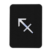 Sagittarius Zodiac Symbool op zwarte slangenhuid Magneet (Verticaal)