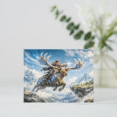Sagittarius Zodiac with Warrior Riding a Majestic  Briefkaart (Staand voorkant)