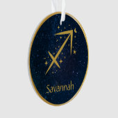 Sagittarius zodiasymbool gouden sterren gepersonal ornament (voorkant)