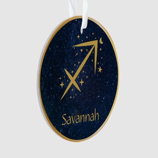 Sagittarius zodiasymbool gouden sterren gepersonal ornament (voorkant)