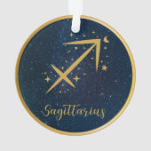 Sagittarius zodiasymbool gouden sterren gepersonal ornament (achterkant)